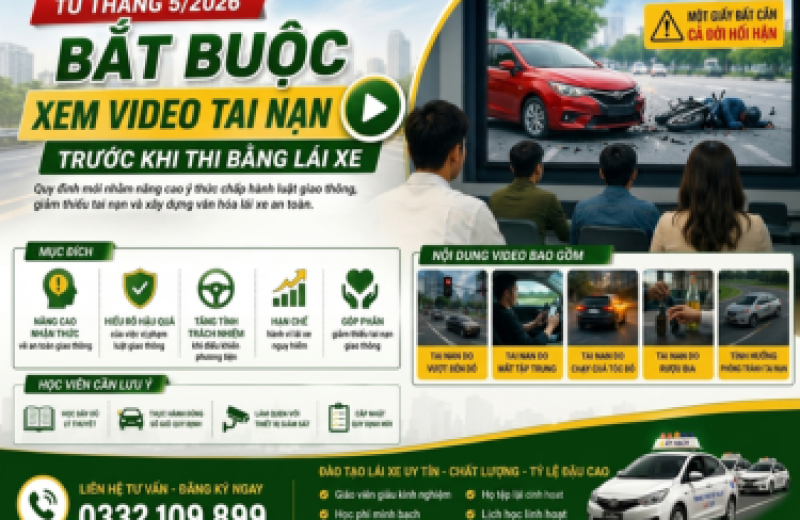 Từ Tháng 5/2026: Bắt Buộc Xem Video Tai Nạn Trước Khi Thi Bằng Lái Xe